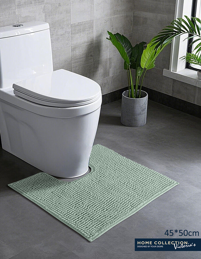 Коврик для туалета 50x45 см зеленый с вырезом премиум микрофибра