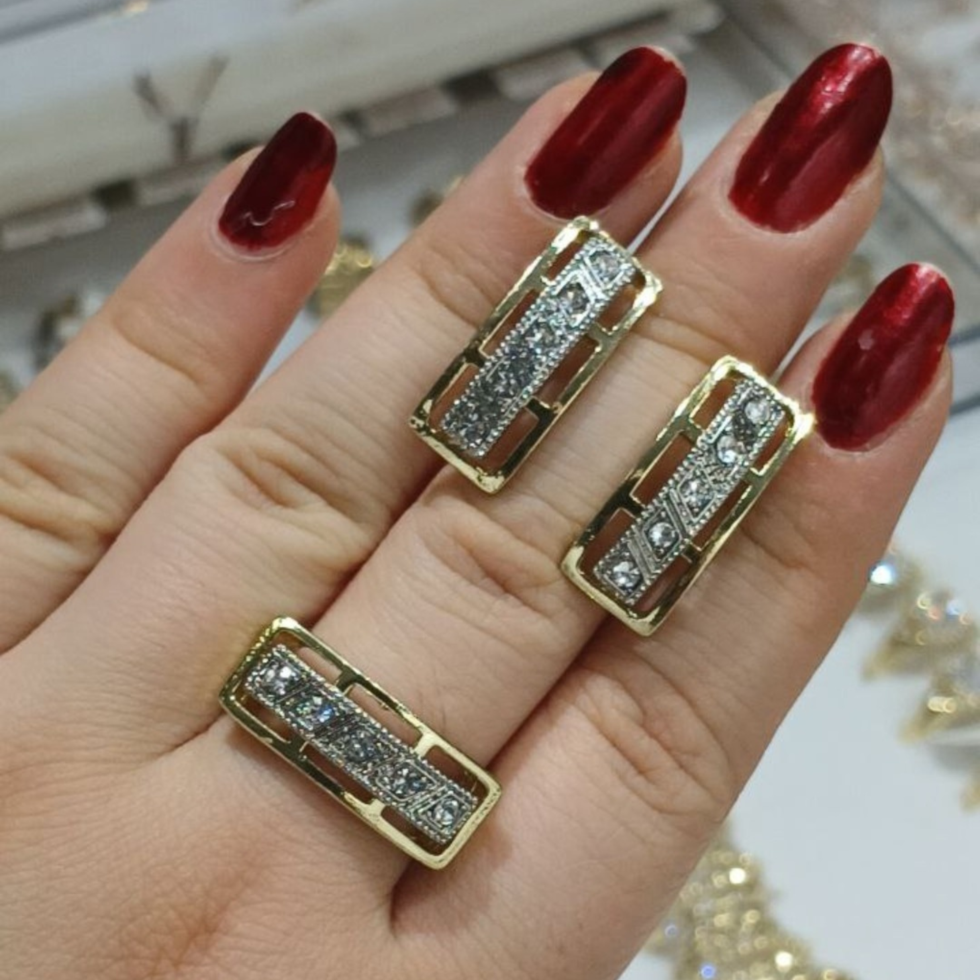 Комплект бижутерии: кольцо, аквамарин