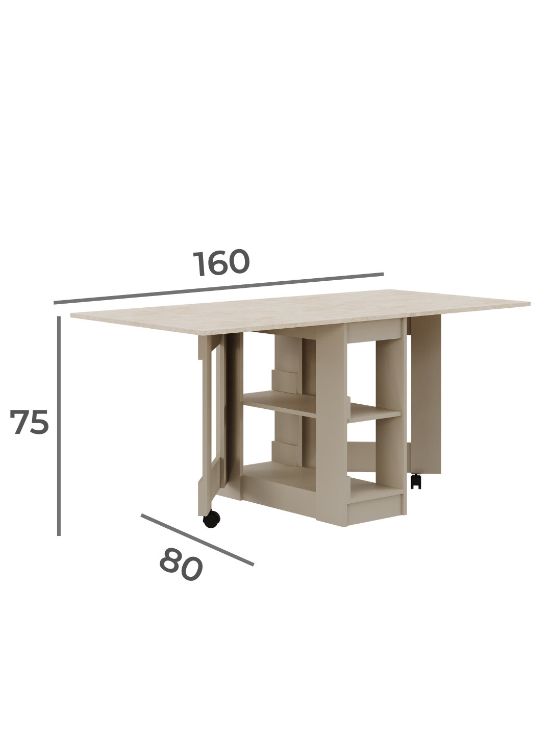 Стол кухонный AIKO "Vibe Lite", складной, ЛДСП, прямоугольная форма — фото 1
