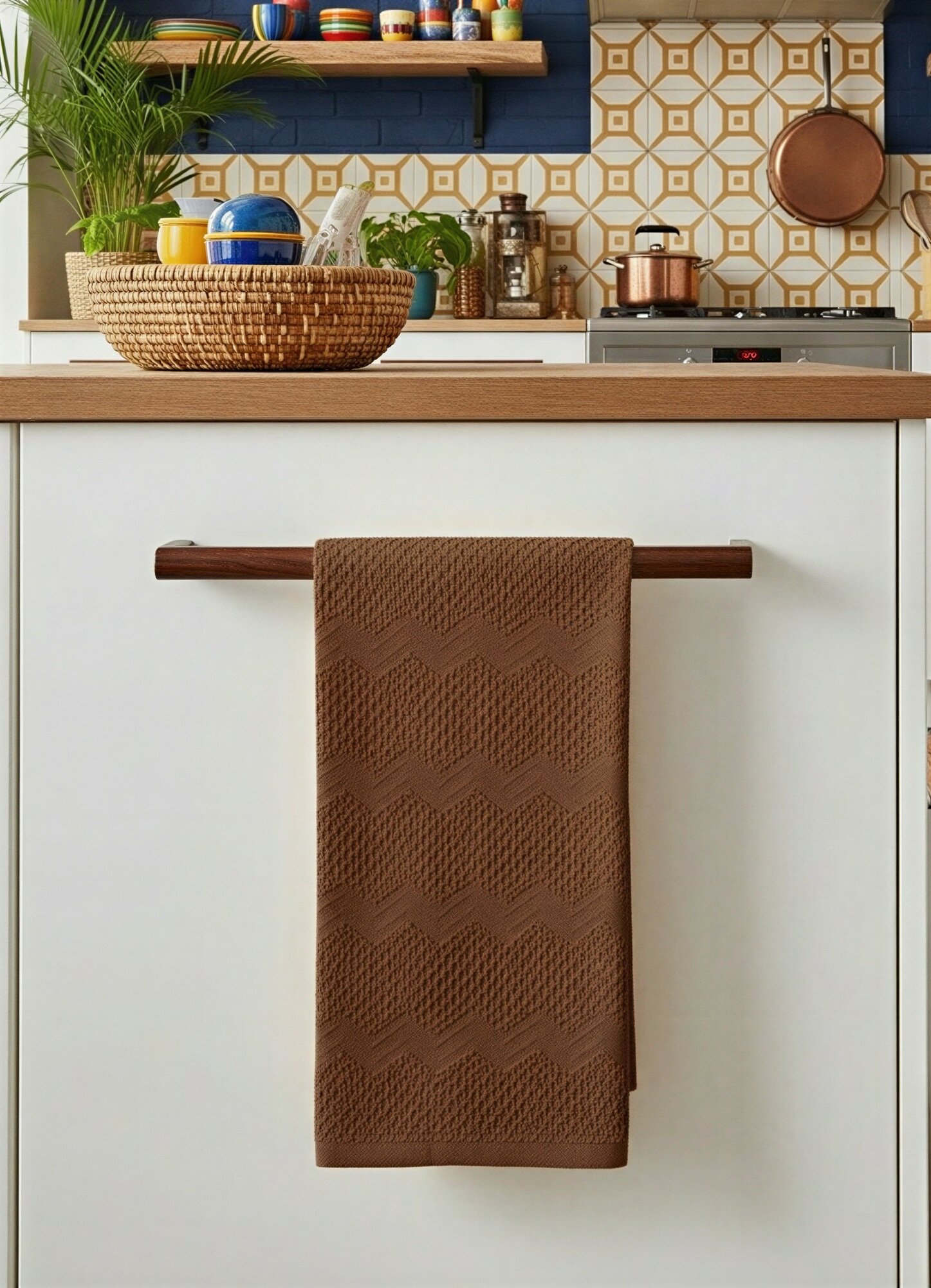 Набор кухонных полотенец 3 шт 30х50 см хлопковые полотенца для кухни комплект коричневый