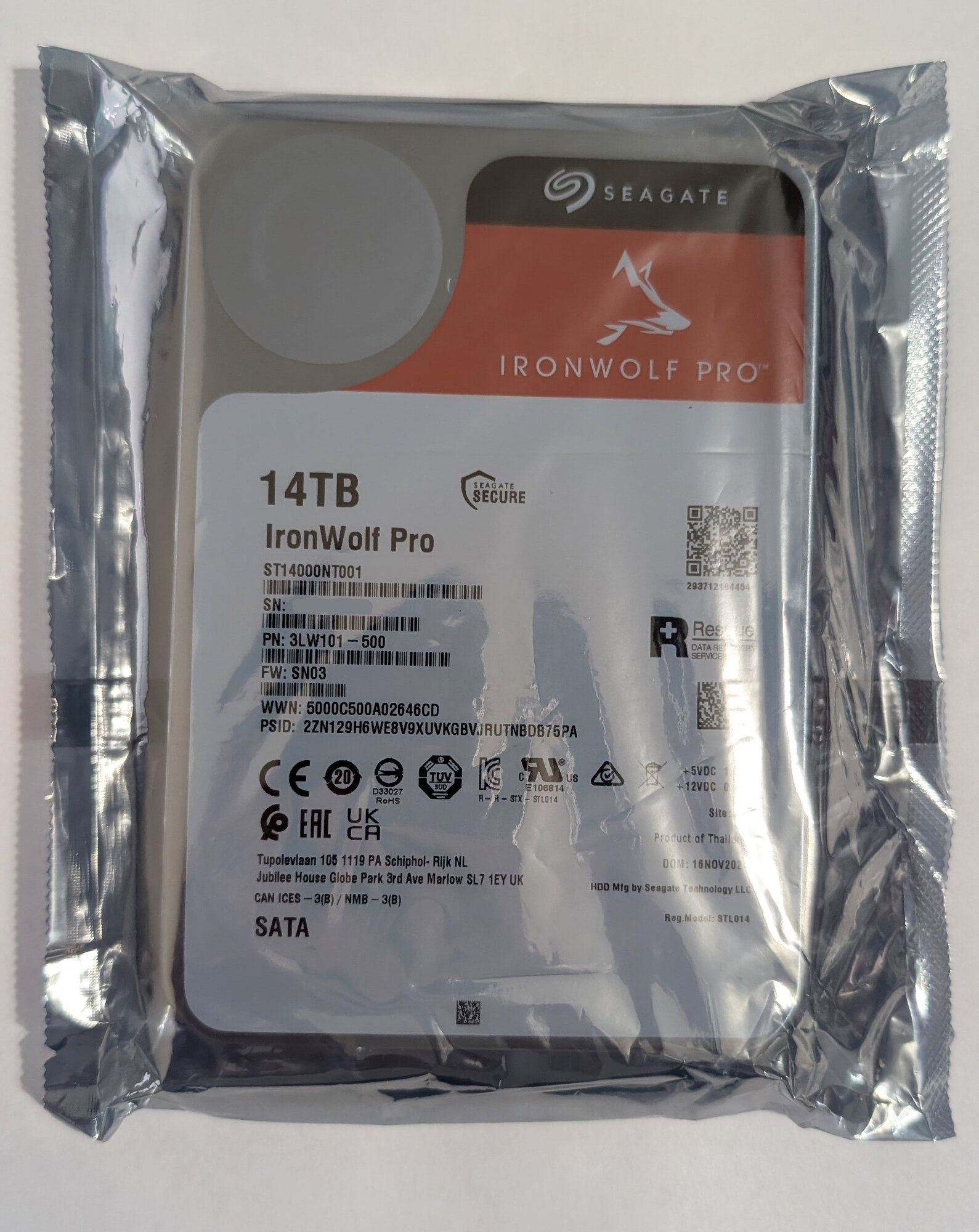 Жесткий диск Seagate 14TB ST14000NT001, NAS IronWolf Pro (Original)
