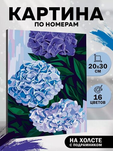 Изображение товара Картина по номерам Школа талантов «Гортензии», 20х30 см, на холсте с подрамником