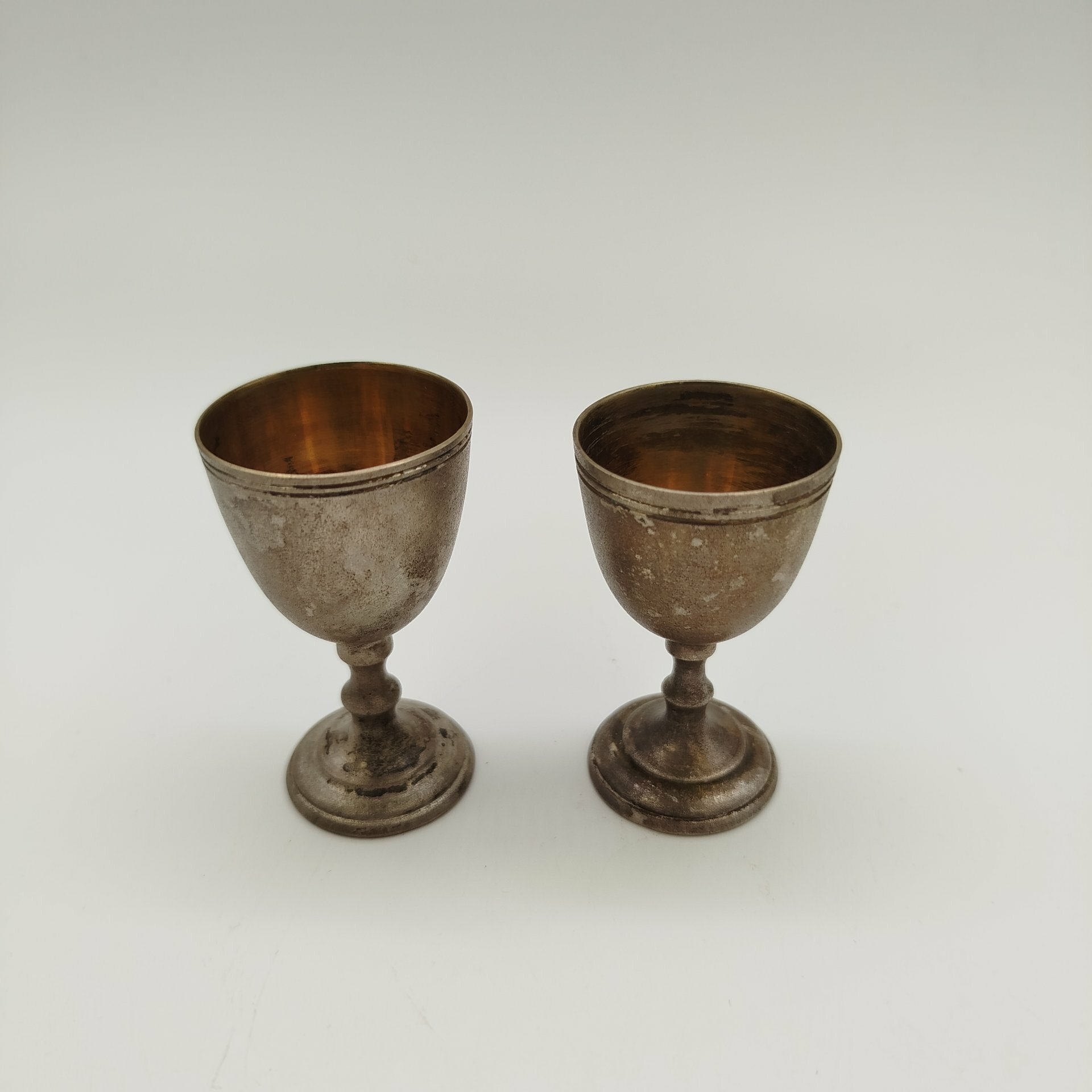 Набор из двух рюмок, мельхиор (медь-никель), золочение