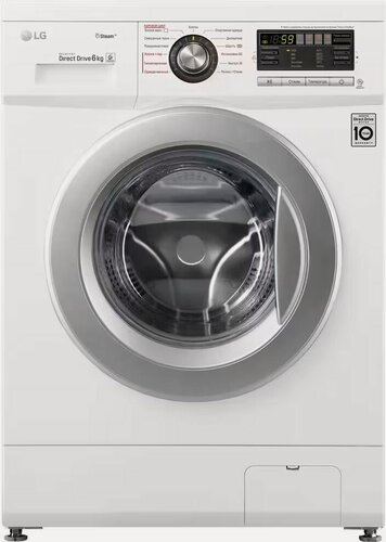 Изображение товара Стиральная машина LG F1296NDS1, белый, с паром, A класс, 13 пр, 6 кг