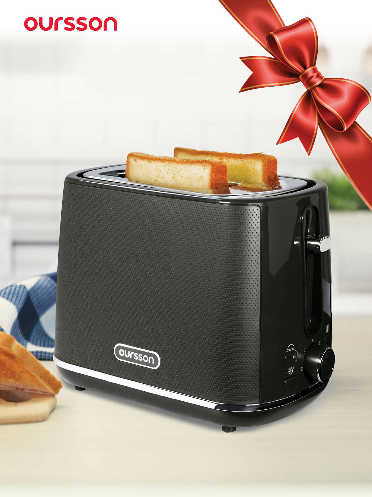 Тостер Oursson "Слоновая кость" TS2115/BL", автоматическое поднятие и центрирование, 930Вт