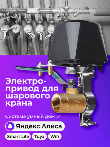 Изображение товара Умный электропривод шарового крана, умный дом с алисой, Smart Life, Tuya, Wifi, для перекрытия воды и газа, 12в 220в, от сети