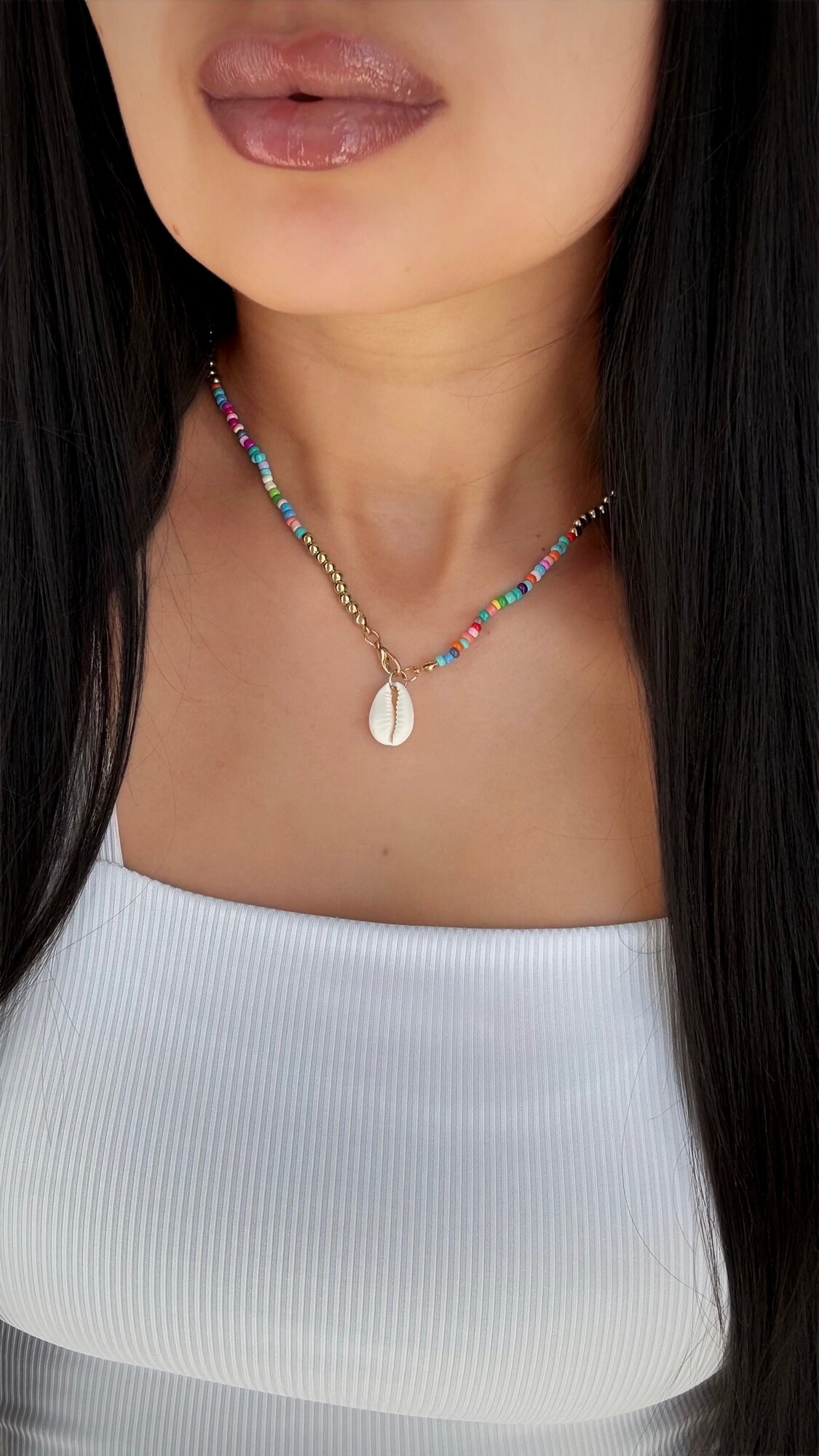 Бусы D'Mari, ракушка, длина 46 см, разноцветный микс — фото 1