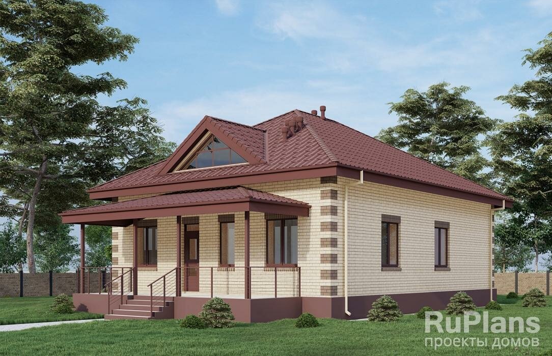 Одноэтажный дом с пятью спальнями и террасой (106 м2, 16м x 11м) Rg6462 — фото 1