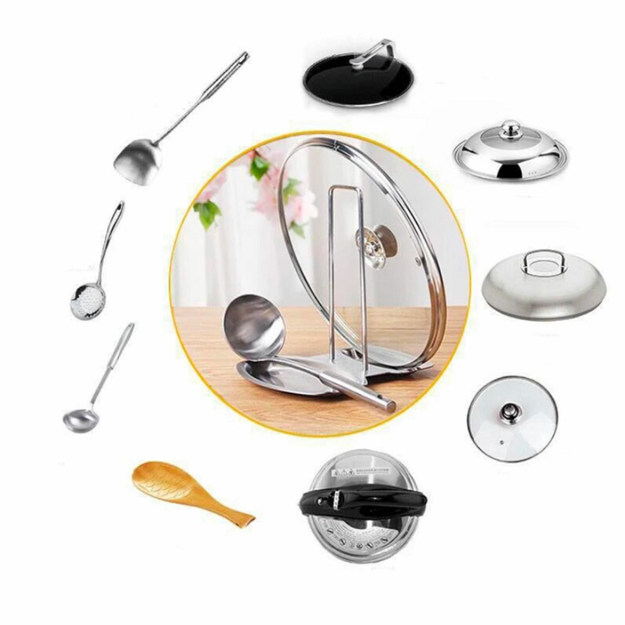 Кухонная подставка (держатель) для крышек ложек и половника кухонной утвари 19х16х20