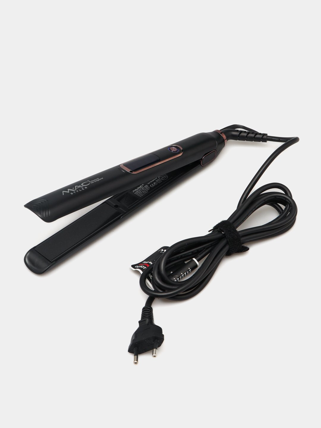 MAC профессиональный утюжок, для выпрямления волос, стайлер - плойка MC-3082, черный — фото 1