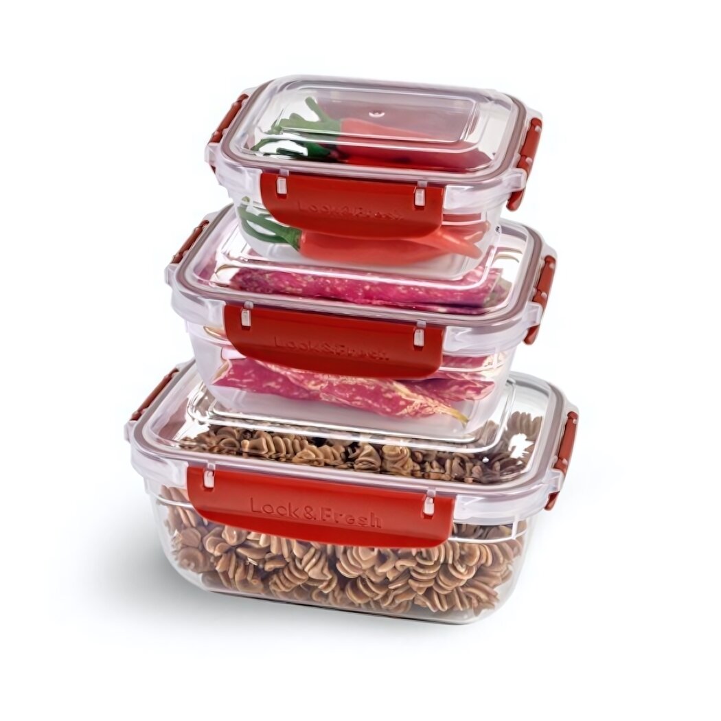 Контейнеры прямоугольные воздухонепр. 3 шт, 400/800/1400мл, прозрачные, с ручками