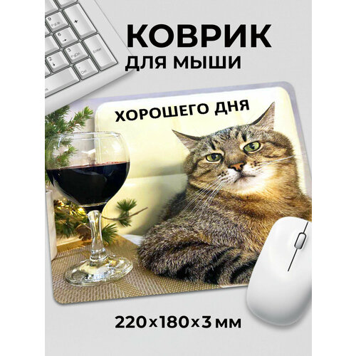 Коврик для мышки с приколом мем кот котик Хорошего дня 485₽