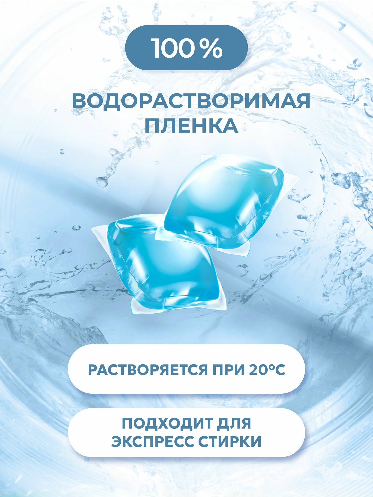Капсулы для стирки белья 52 шт "Бирюзовая лагуна" концентрированные WASHIO — фото 1