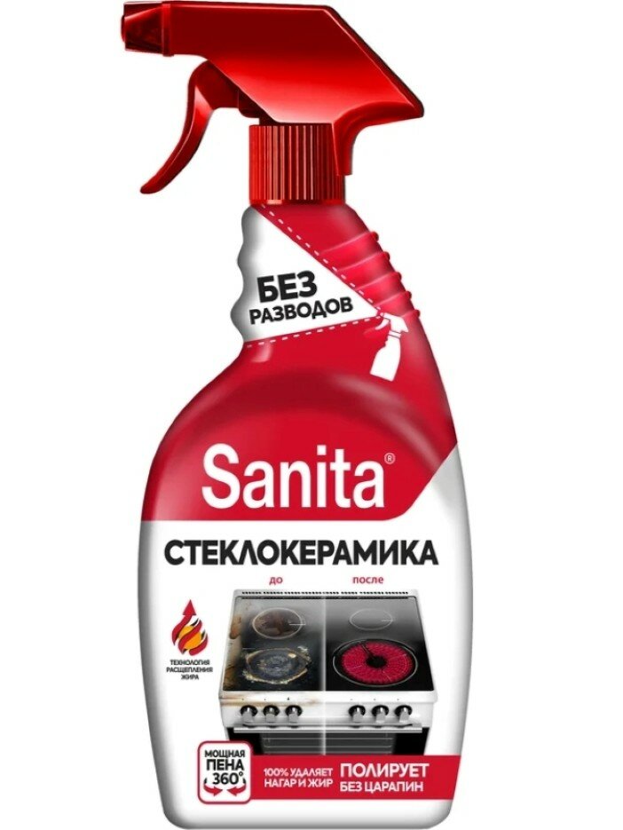 Sanita Чистящее средство антижир для кухни Стеклокерамика 500 мл