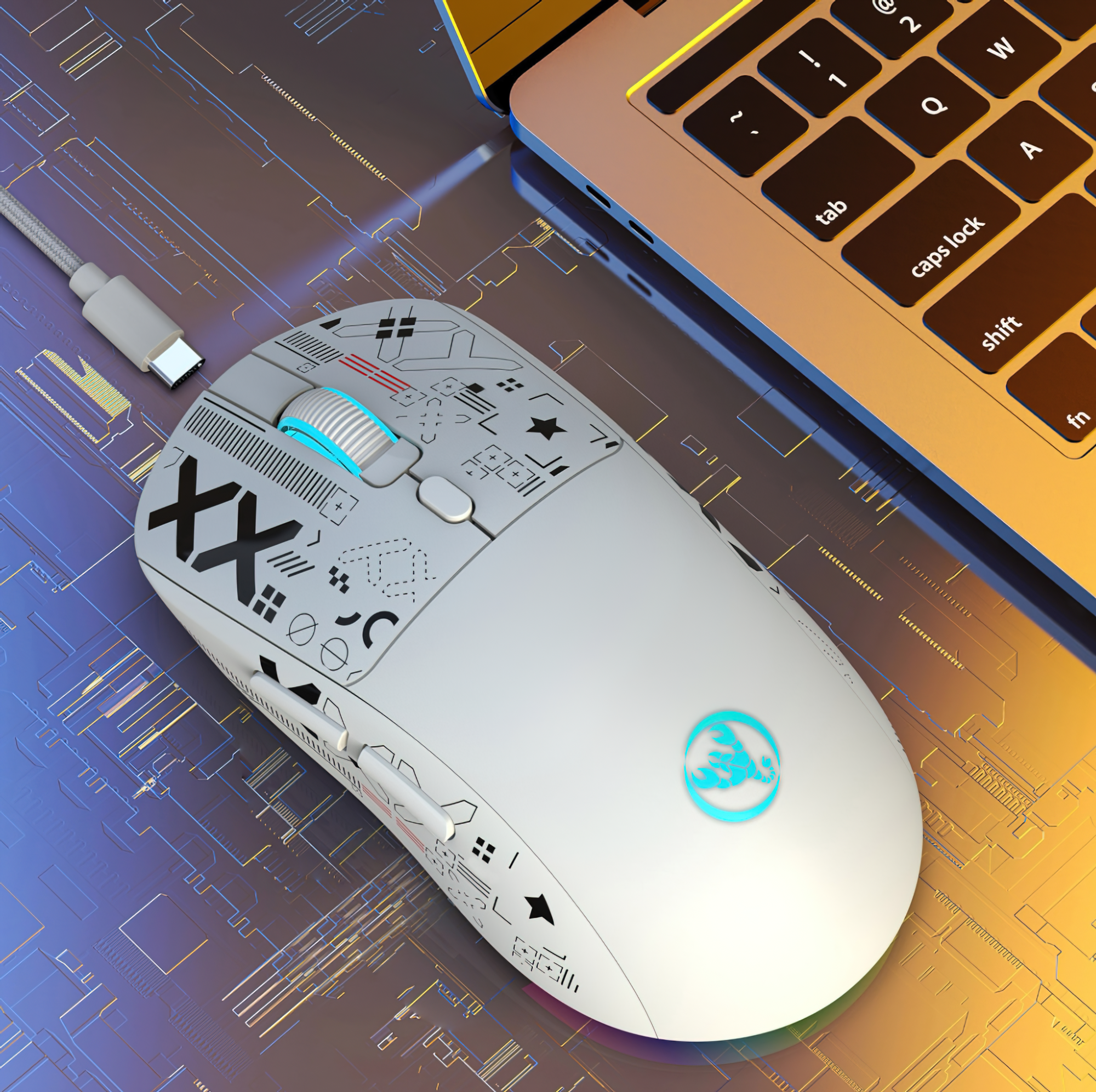 Игровая мышь беспроводная HXSJ T90 printstream с RGB подсветкой, 3600 DPI — фото 1