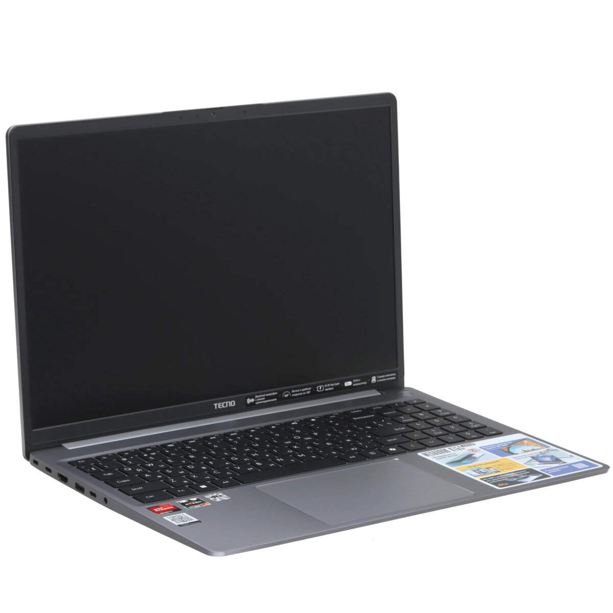 16" Ноутбук Tecno Megabook K16S, AMD Ryzen 7 5800U, DDR4 16ГБ, SSD 1ТБ, AMD Radeon Graphics, Windows 11 Home, Grey — фото 1