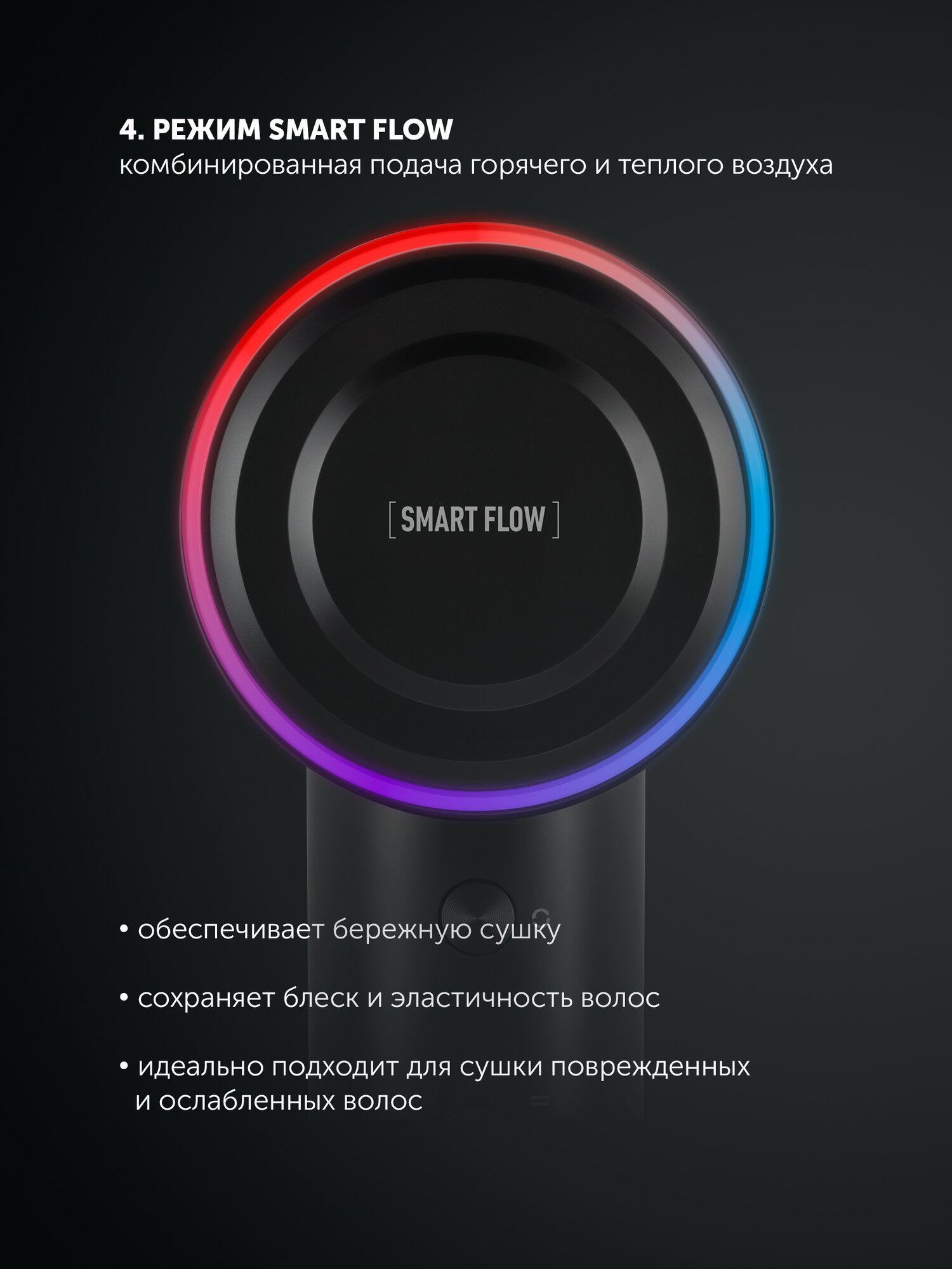 Фен для волос профессиональный Polaris PHD 1110 мощный с ионизацией, насадка концентратор, черный — фото 1