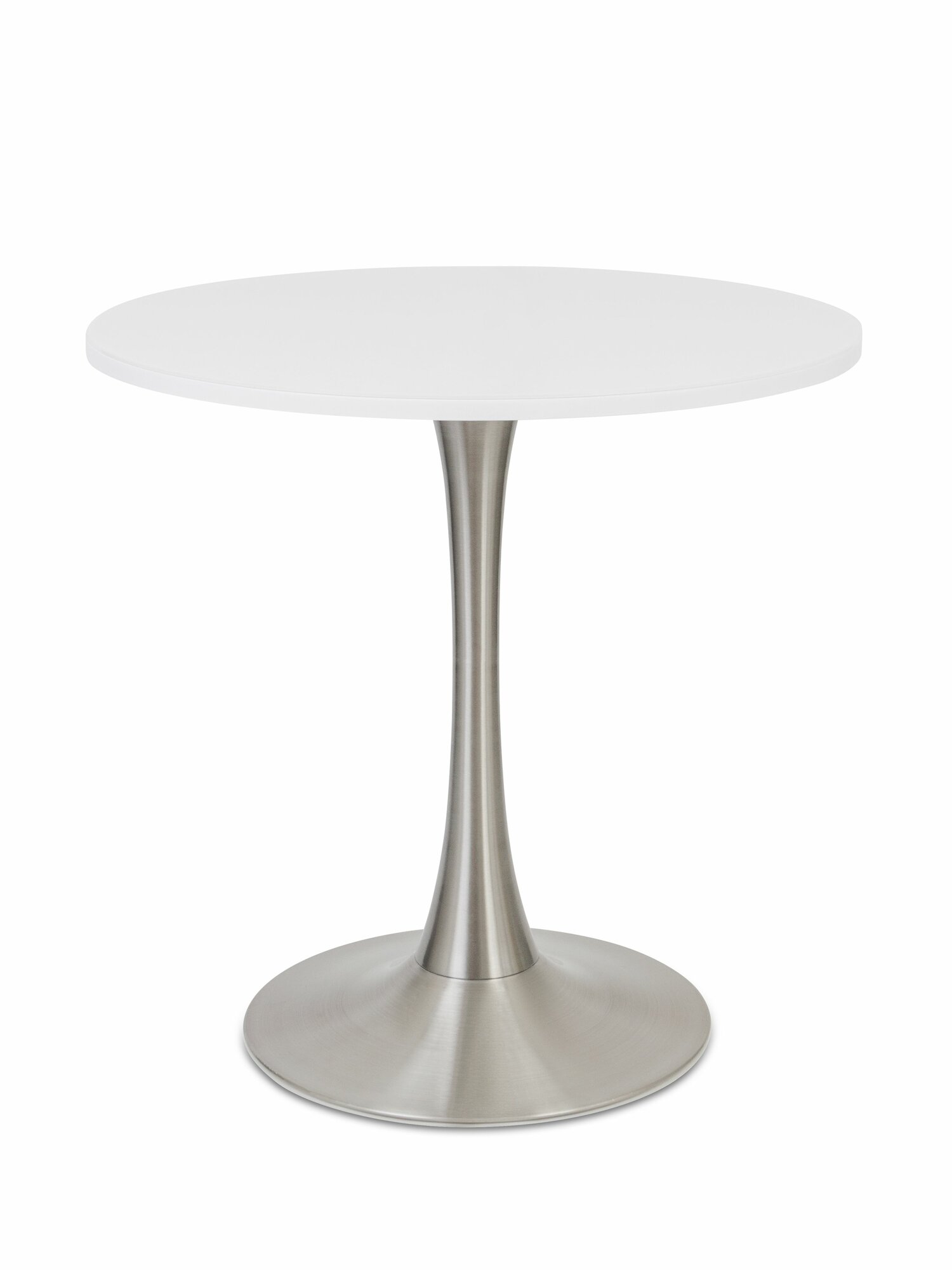 Стол обеденный МДФ+стекло Tulip-18 белый/нержавеющая сталь D70