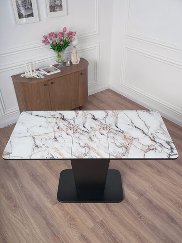 Изображение товара Стол кухонный раздвижной стеклянный Грант 110(140)х70х75 см СтеклоЛ60ЛДСПчерное