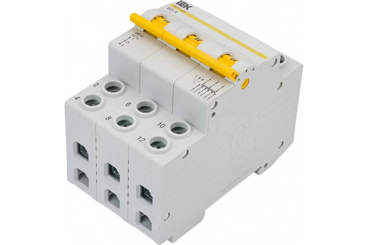 IEK ВРТ-63 выключатель-разъединитель трехпозиционный 3P 63A MPR10-3-063 монтаж в щитке