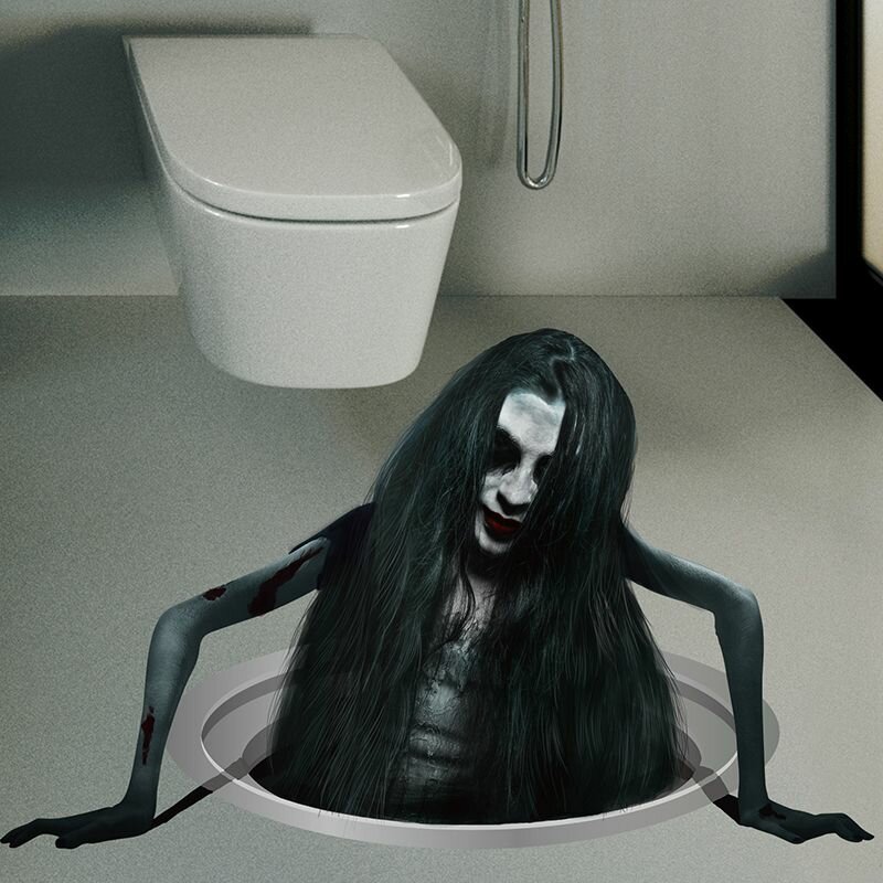 3D Наклейки на пол и стены Страшный Призрак