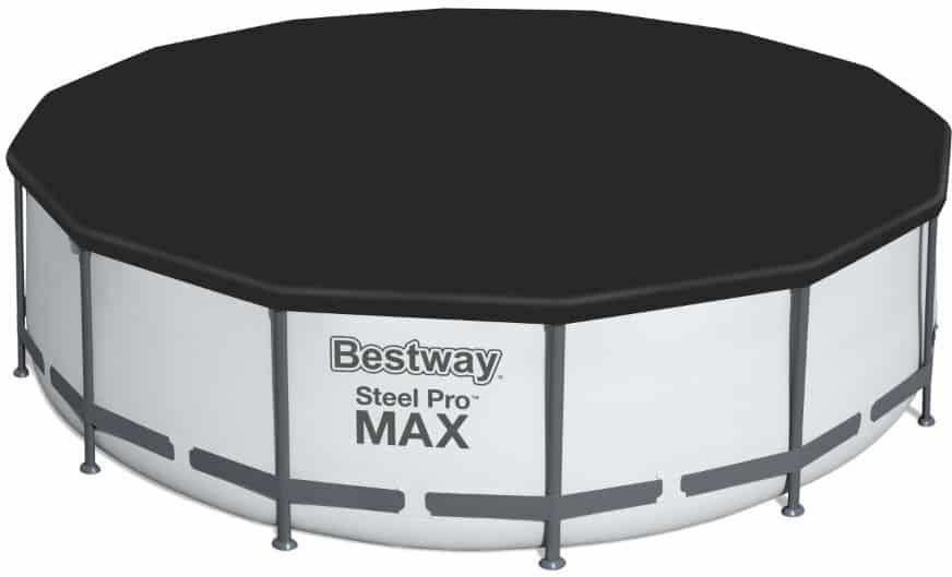 Обзор: BESTWAY бассейн каркасный 5618W (109380), 12690 л, 396х396 см, серебристый/серый, голубой