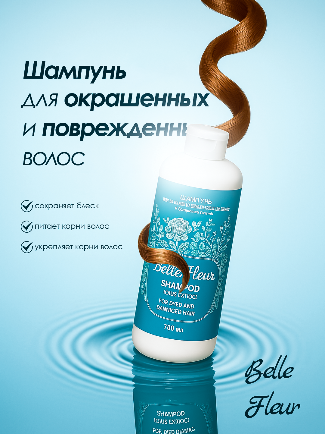 Belle Fleur, шампунь для окрашенных и поврежденных волос c экстрактом лотоса — фото 1