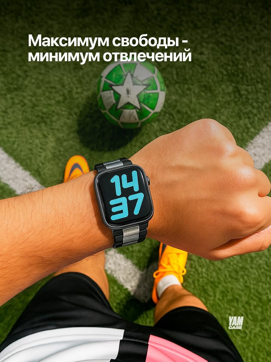Ремешок для часов Apple Watch 38/40/41/42 mm, черный/серебристый