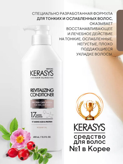 Кондиционер Kerasys "Hair Clinic" Revitalizing Conditioner, 400мл — фото 1