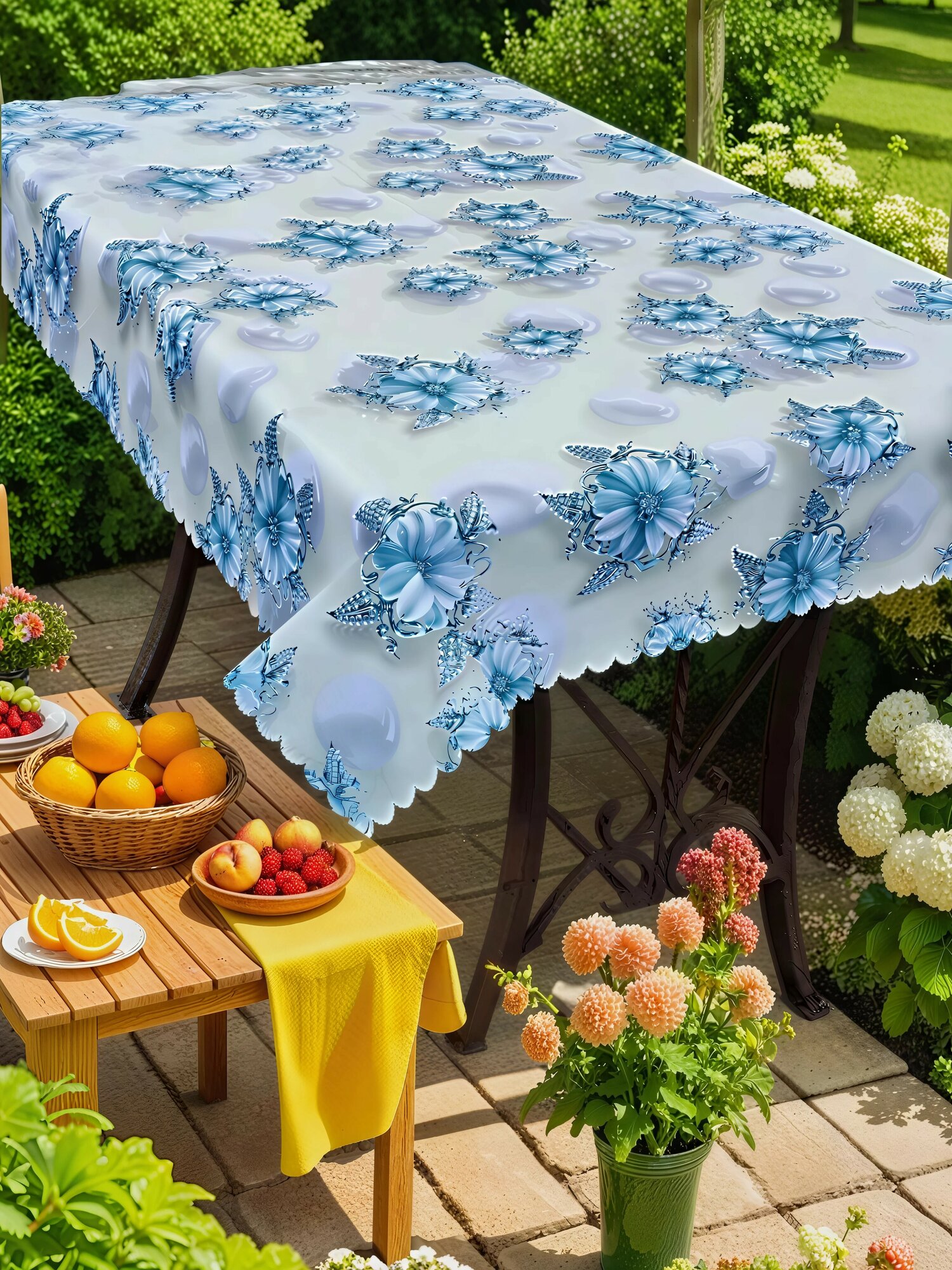 Скатерть на стол Laid Table клеенка для кухни 110x140 тканевая основа водоотталкивающая для дома и дачи