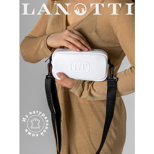Сумка поясная LANOTTI, фактура зернистая, белый