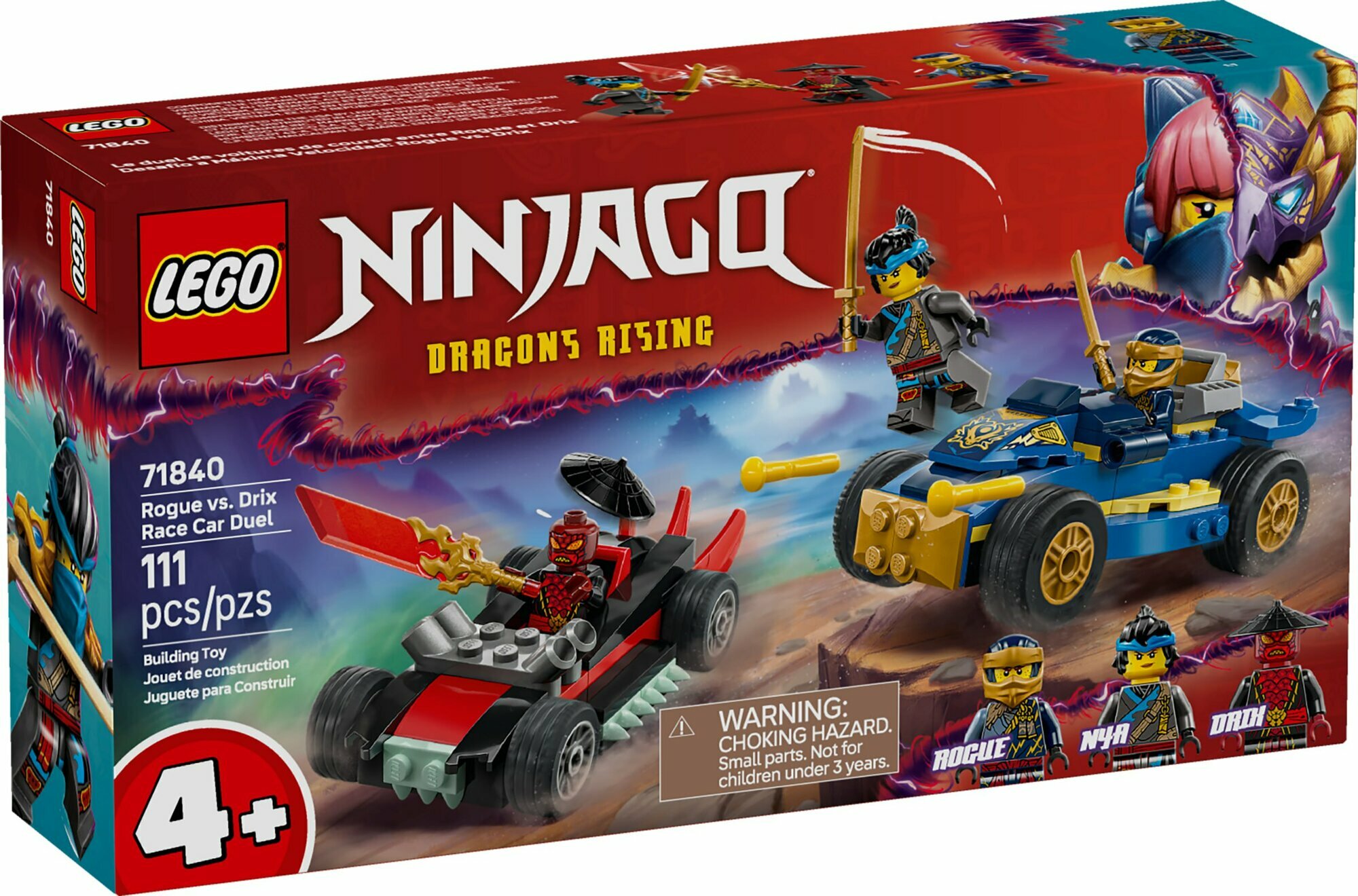 Конструктор LEGO Ninjago 71840 Дуэль на гоночных автомобилях Изгоя и Дрикса