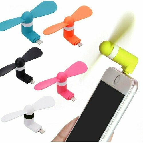 Портативный мини вентилятор USB Atmix iPhone Lightning на телефон айфон смартфон 13 см 228₽