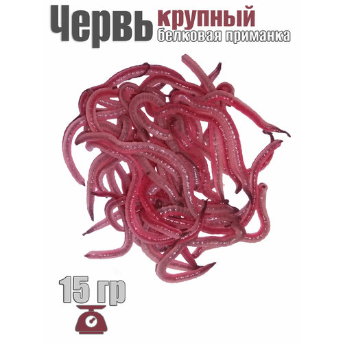 Съедобная белковая мягкая приманка для рыбалки Червь крупный 15 г от июня'25