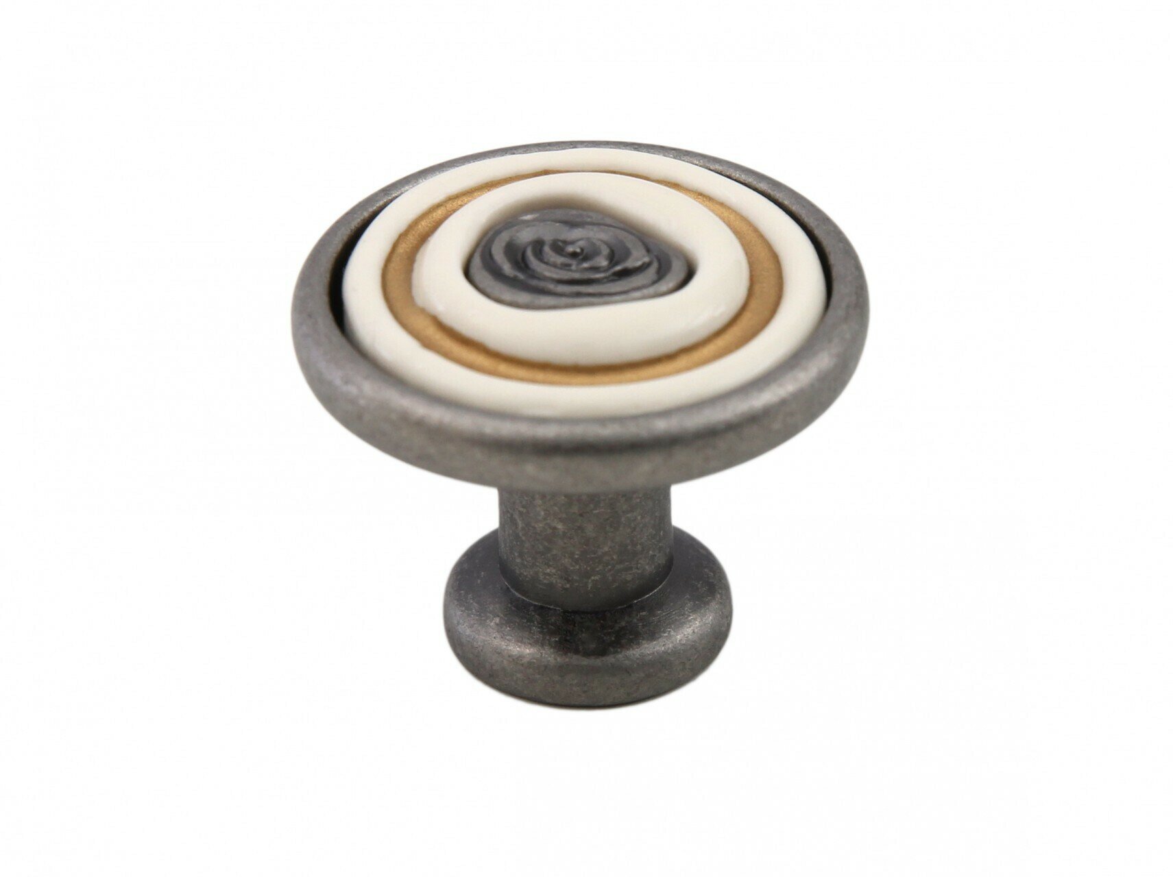 Мебельная ручка MARTA RC108BAZ.4/W чернёный старинный цинк w - белый