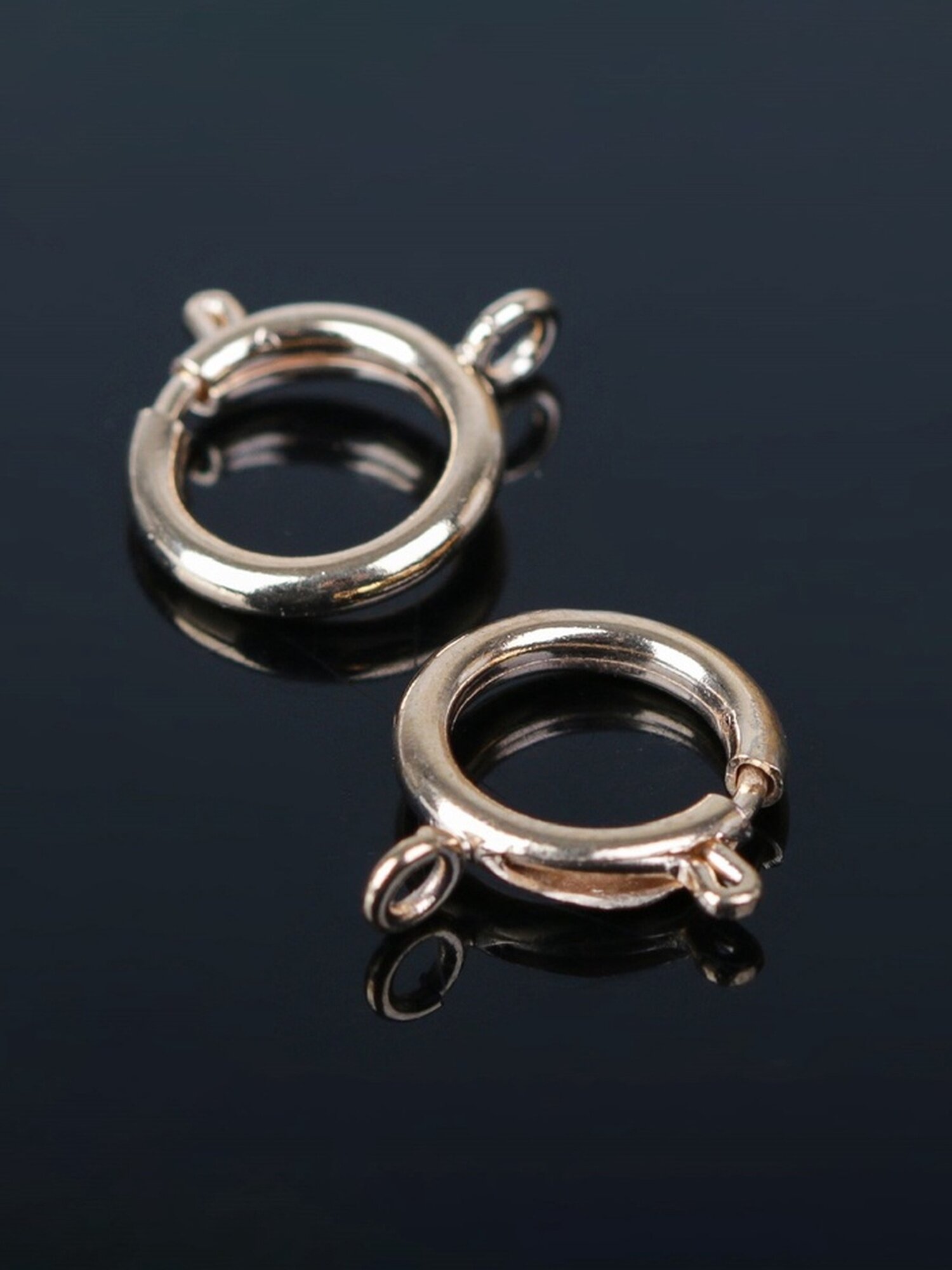 Замок-карабин Queen Fair СМ-554 бижутерный сплав 10 штук золотистый d=6 мм