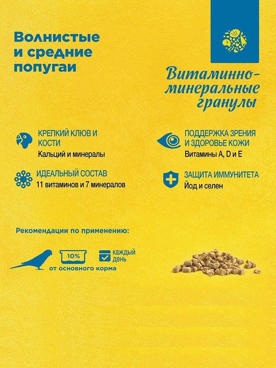 Картинки Рио Витаминно-минеральные гранулы для волнистых и средних попугаев 120г
