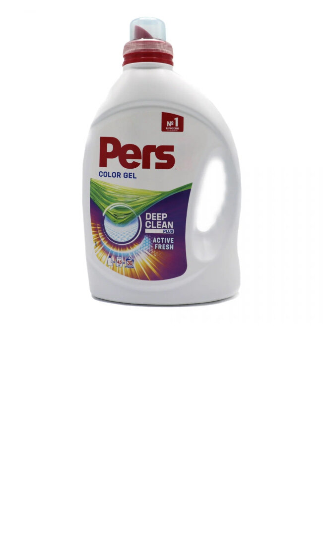 Гель для стирки Pers Color, 1,95 л, для цветного белья, 30 стирок, жидкий порошок для стирки
