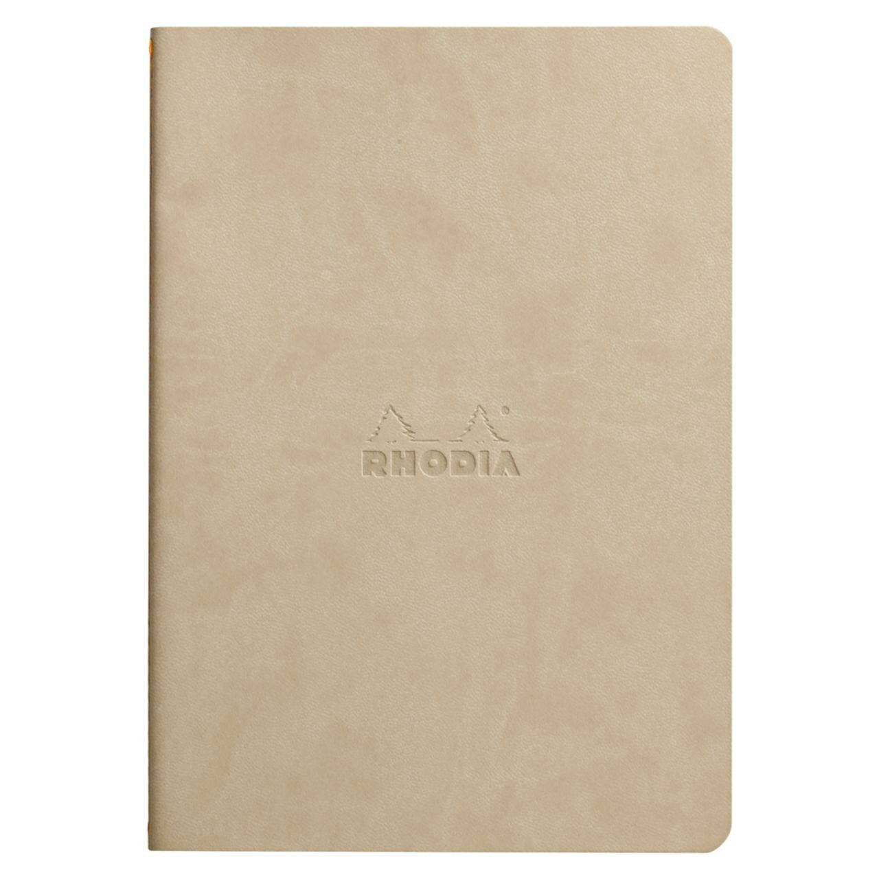 Тетрадь Rhodia, A5, интегральная обложка, бежевая, сшивка, точка