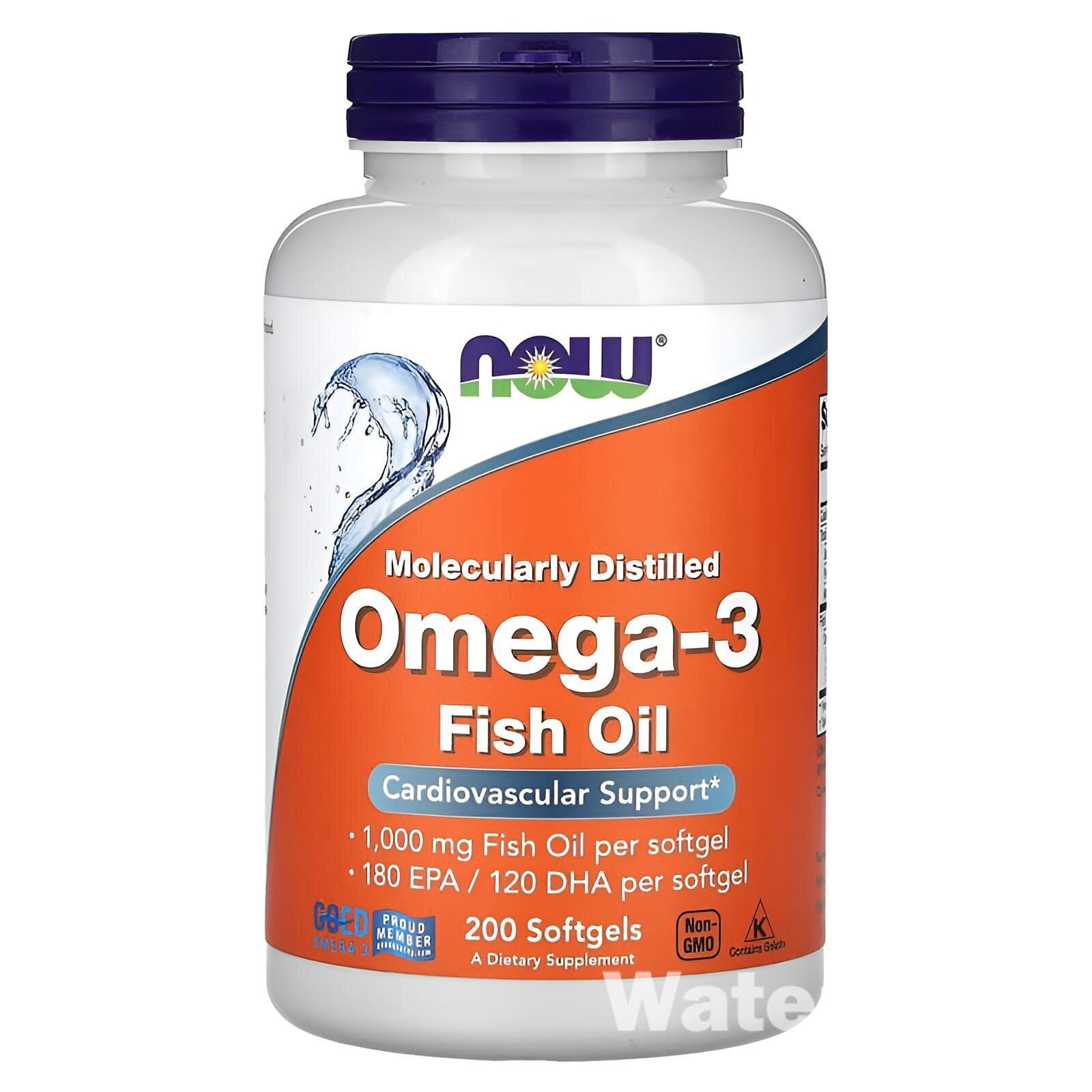 Рыбий жир "NOW Omega-3" 1000мг, поддержка сердца и суставов, без ГМО, 200шт