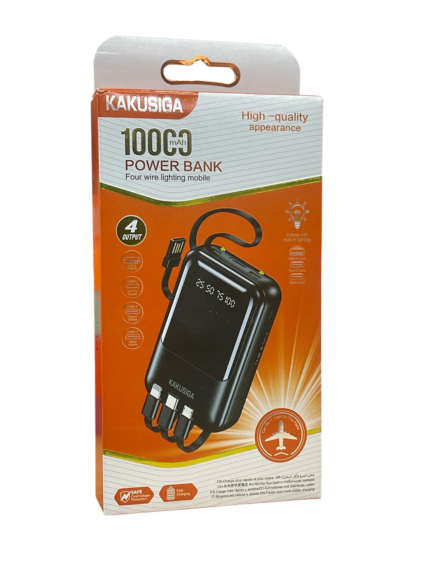 Kakusiga Многофункциональный Power Bank 10000 мАч с 4 выходами