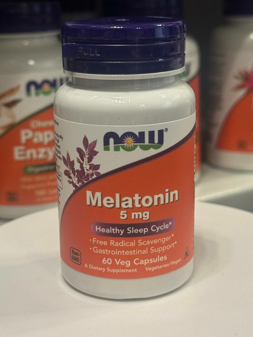NOW Melatonin 5 mg, Мелатонин 5 мг Натуральная добавка для качественного сна и восстановления биоритмов, 60 капсул