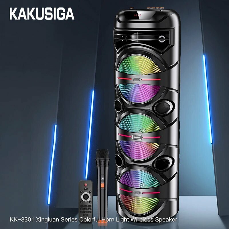 Беспроводная портативная колонка KAKUSIGA KK-8301, Bluetooth, мощный стереозвук, черный, универсальная