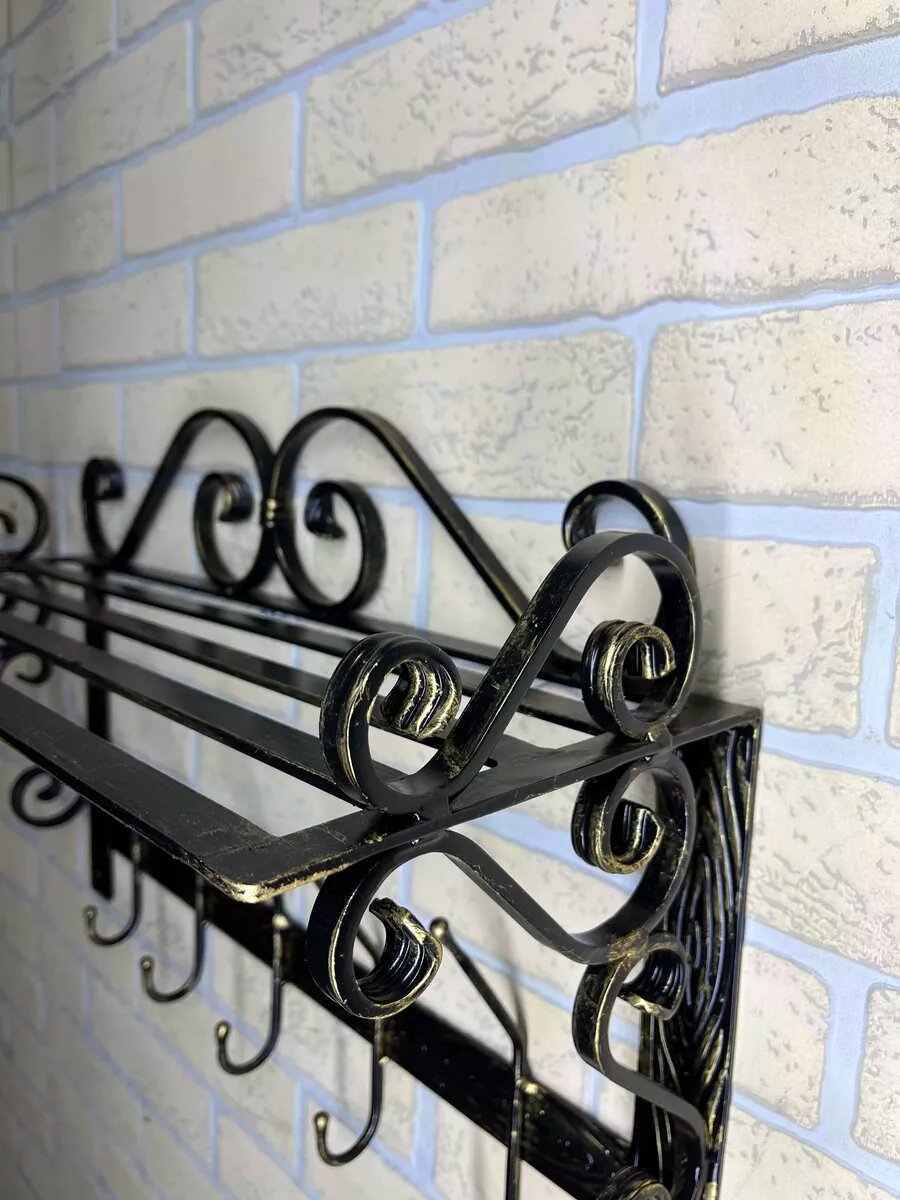 Вешалка настенная, кованая, Студия кованой мебели Нива, цвет черный/патина — фото 1