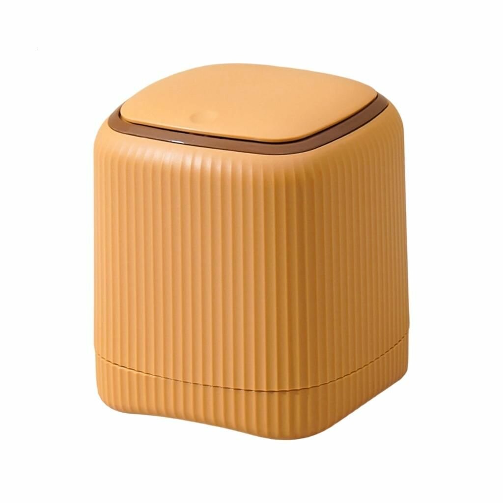Небольшая урна с защитной крышкой устойчивая к запахам для стола ванной комнаты Оранжевый