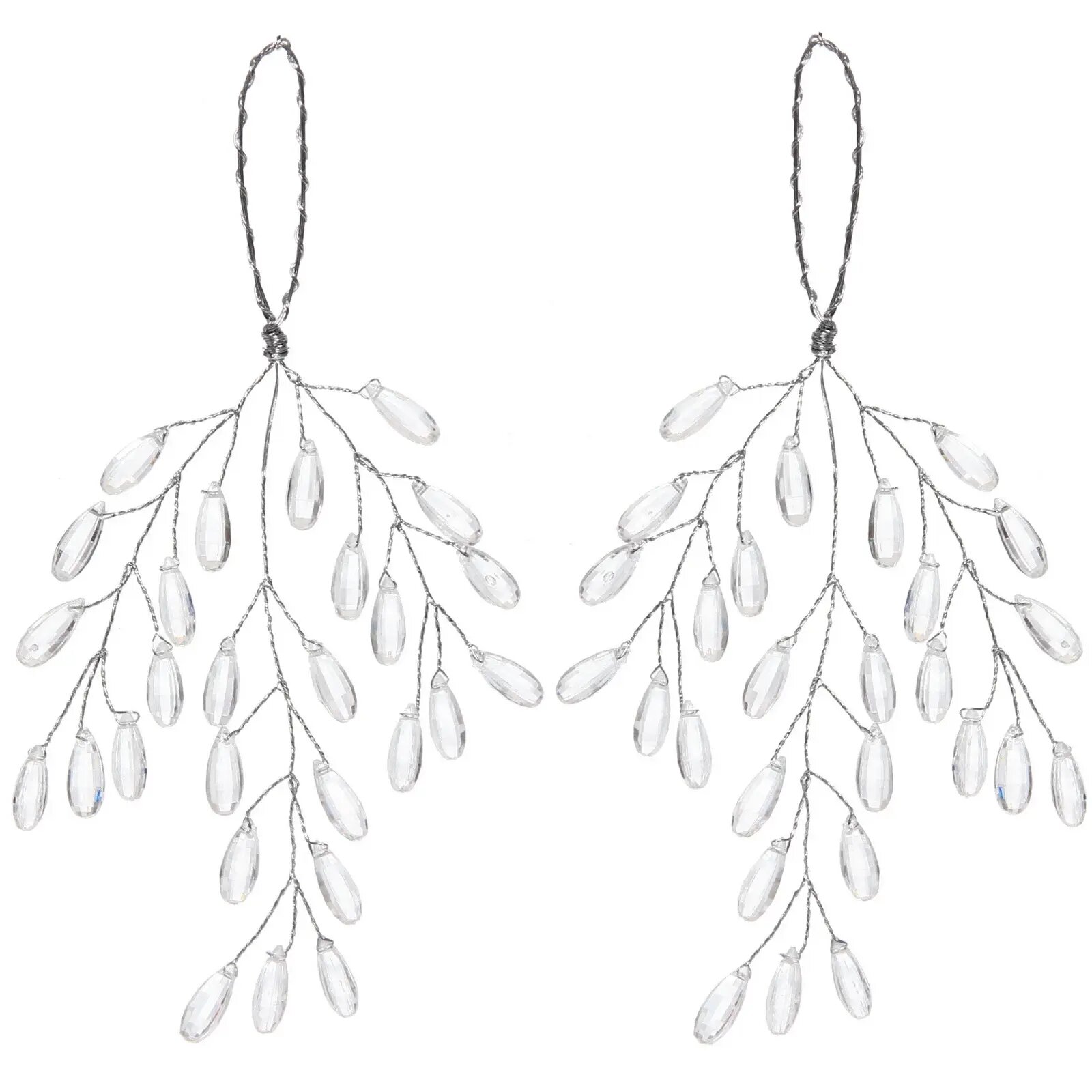Украшение новогоднее «хрустальная нега» 20 см набор 2 шт прозрачные веточки кристальные капли лаконичный стиль