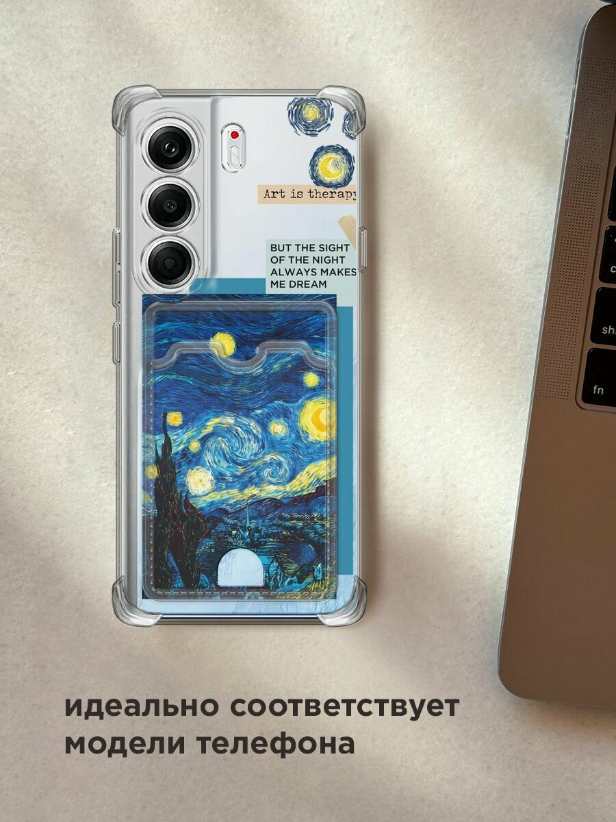 Чехол на Tecno Camon 40 Pro (Текно Камон 40 Про) с картой и принтом Vincent van Gogh "Starry Night" — фото 1