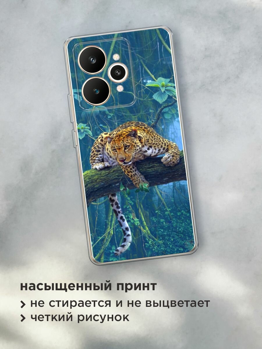 Силиконовый чехол на Realme 15 / Реалми 15 с принтом "Леопард охотник" — фото 1