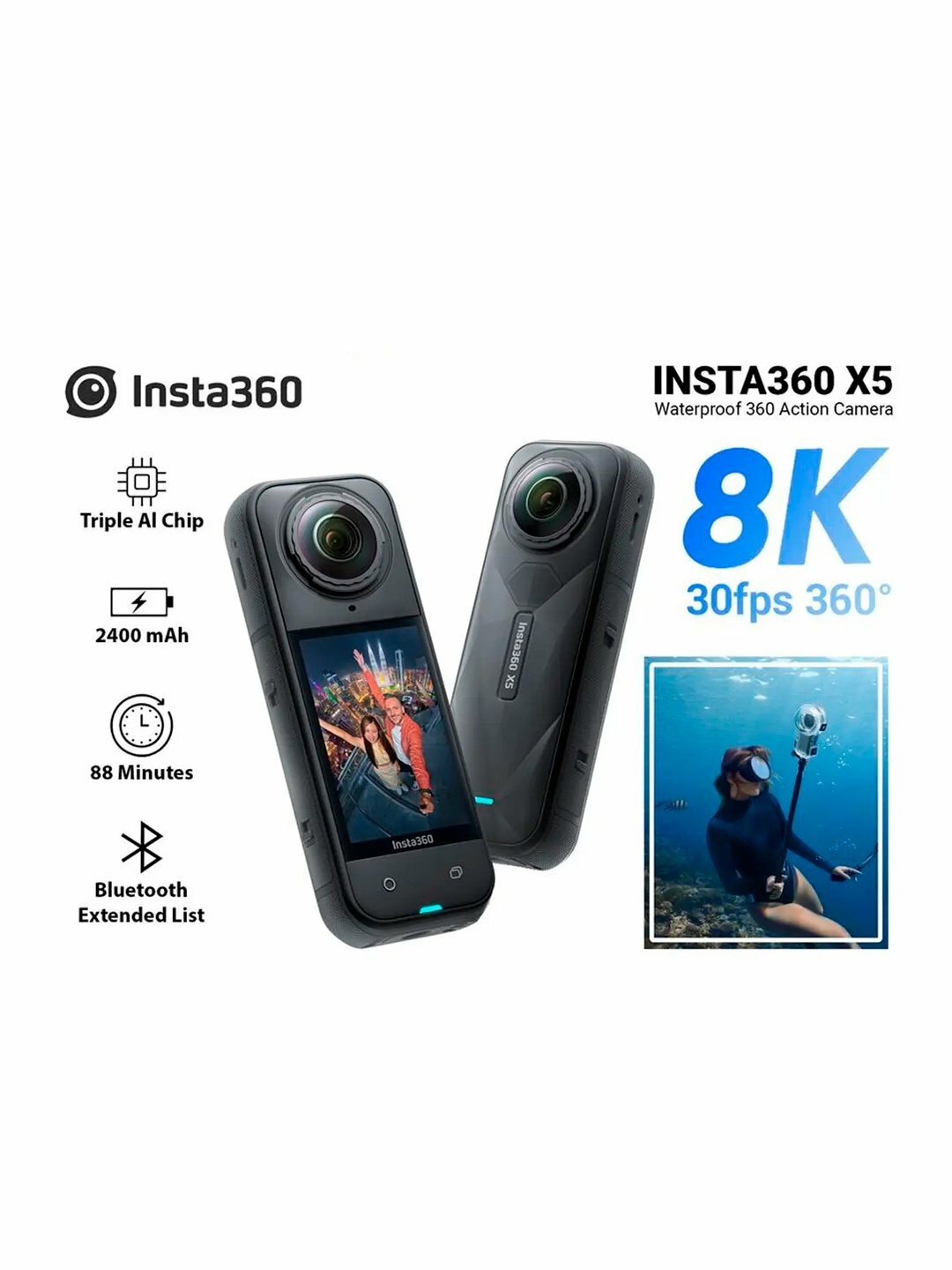 Insta360 X5 — 8K 360° Action-камера с AI и FlowState-стабилизацией