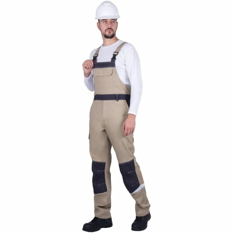 Полукомбинезон рабочий КНР летний мужской бежевы темно-серый р 104-108 р 170-176